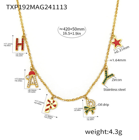 Wholesale Light Luxury Ferris Wheel And Bell Jewelry Set For Women Made Of Stainless Steel Zircon And Colored Glaze With Electroplating Design