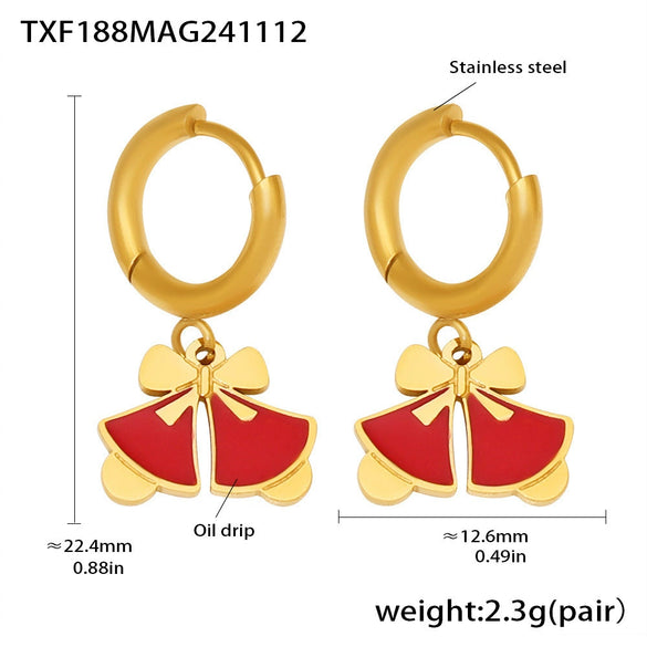 Wholesale Light Luxury Ferris Wheel And Bell Jewelry Set For Women Made Of Stainless Steel Zircon And Colored Glaze With Electroplating Design