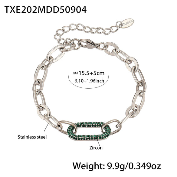 Wholesale Light Luxury Ferris Wheel Zircon Stainless Steel Gold Plated Necklace And Bracelet Set For Women