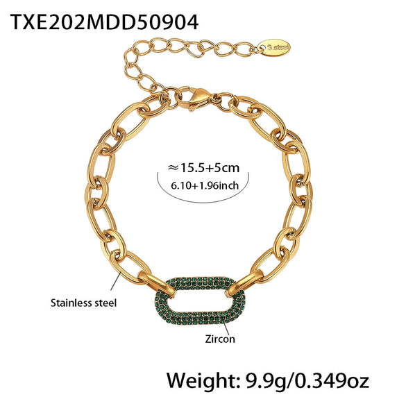 Wholesale Light Luxury Ferris Wheel Zircon Stainless Steel Gold Plated Necklace And Bracelet Set For Women