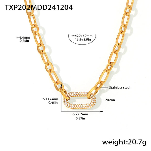 Wholesale Light Luxury Ferris Wheel Zircon Stainless Steel Gold Plated Necklace And Bracelet Set For Women