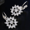 Wholesale Light Luxury Flower Zircon Earrings Copper Electroplated For Women