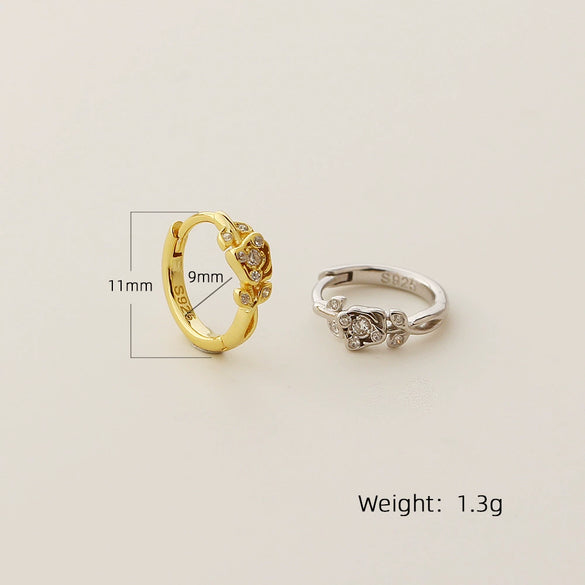Wholesale Light Luxury French Style S925 Silver Ear Buckle Retro Flower Design Earrings For Women