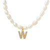 Wholesale Light Luxury Freshwater Pearl Necklace With Letter Pendant Titanium Steel Gold Plated Electroplated