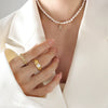 Wholesale Light Luxury Freshwater Pearl Necklace With Letter Pendant Titanium Steel Gold Plated Electroplated