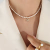 Wholesale Light Luxury Freshwater Pearl Necklace With Letter Pendant Titanium Steel Gold Plated Electroplated