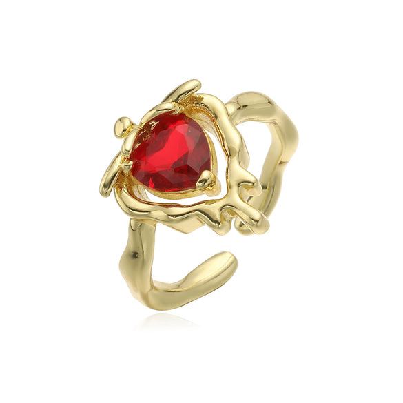 Wholesale Light Luxury Fruit Pattern Copper Ring With Zirconia For Women