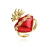 Wholesale Light Luxury Fruit Pattern Copper Ring With Zirconia For Women