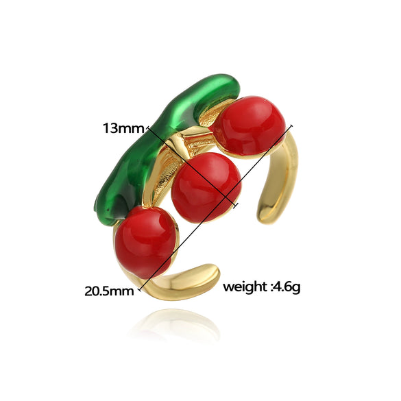 Wholesale Light Luxury Fruit Pattern Copper Ring With Zirconia For Women
