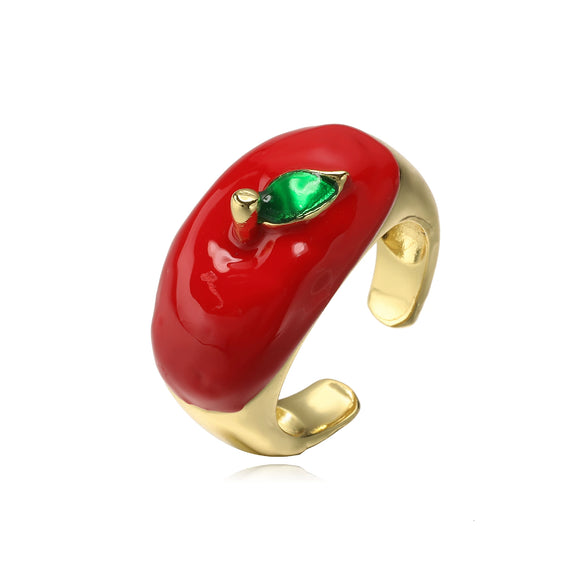 Wholesale Light Luxury Fruit Pattern Copper Ring With Zirconia For Women