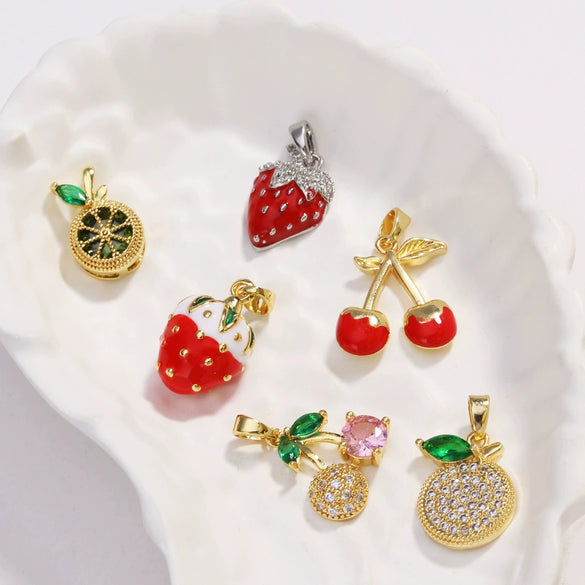 Wholesale Light Luxury Fruit Shaped Copper Pendant With Electroplating For Women