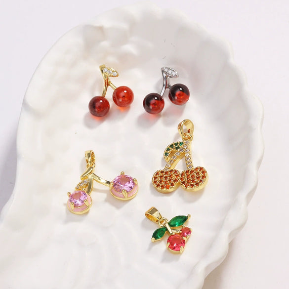 Wholesale Light Luxury Fruit Shaped Copper Pendant With Electroplating For Women