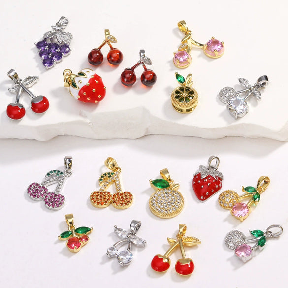 Wholesale Light Luxury Fruit Shaped Copper Pendant With Electroplating For Women