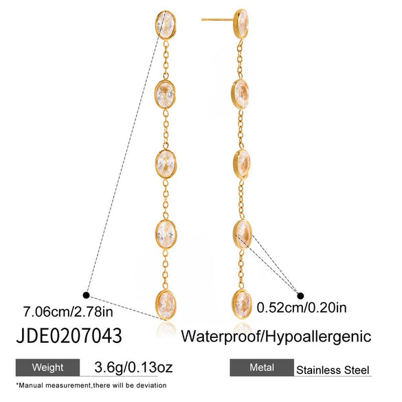 Wholesale Light Luxury Geometric And Heart Shape Electroplated Stainless Steel Tassel Earrings For Women