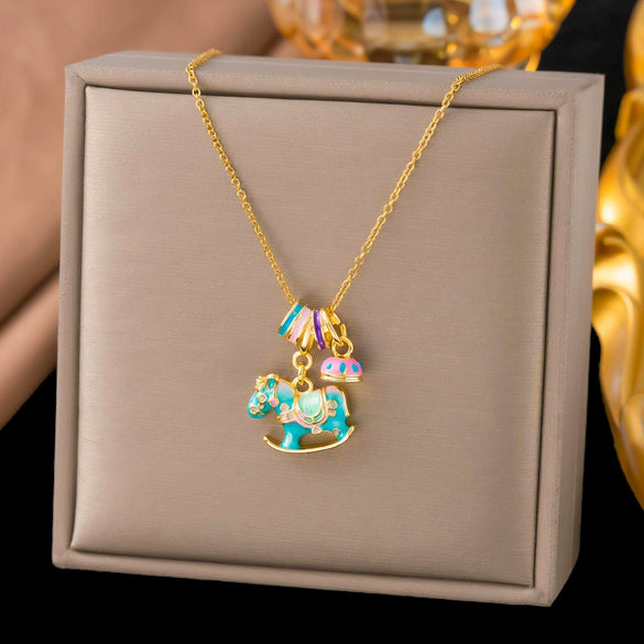 Wholesale Light Luxury Geometric Animal Zodiac 18K Real Gold Plated Copper Pendant Flash O Chain Necklace For Women