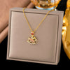 Wholesale Light Luxury Geometric Animal Zodiac 18K Real Gold Plated Copper Pendant Flash O Chain Necklace For Women