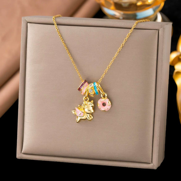 Wholesale Light Luxury Geometric Animal Zodiac 18K Real Gold Plated Copper Pendant Flash O Chain Necklace For Women