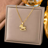 Wholesale Light Luxury Geometric Animal Zodiac 18K Real Gold Plated Copper Pendant Flash O Chain Necklace For Women