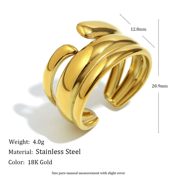 Wholesale Light Luxury Geometric Asymmetrical Heart Starfish Stainless Steel Electroplated Ring For Women Niche Design