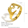 Wholesale Light Luxury Geometric Asymmetrical Heart Starfish Stainless Steel Electroplated Ring For Women Niche Design