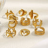 Wholesale Light Luxury Geometric Asymmetrical Heart Starfish Stainless Steel Electroplated Ring For Women Niche Design