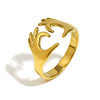 Wholesale Light Luxury Geometric Asymmetrical Heart Starfish Stainless Steel Electroplated Ring For Women Niche Design