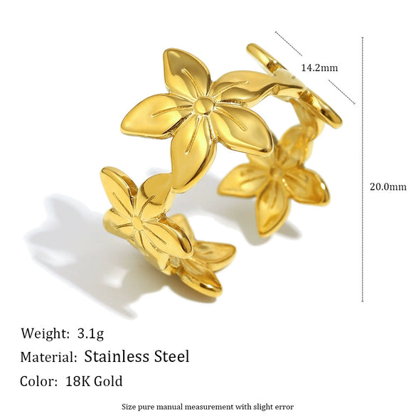 Wholesale Light Luxury Geometric Asymmetrical Heart Starfish Stainless Steel Electroplated Ring For Women Niche Design