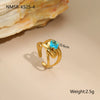 Wholesale Light Luxury Geometric Blue Zircon Stainless Steel 18K Gold Plated Ring And Bracelet For Women