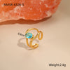 Wholesale Light Luxury Geometric Blue Zircon Stainless Steel 18K Gold Plated Ring And Bracelet For Women