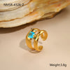 Wholesale Light Luxury Geometric Blue Zircon Stainless Steel 18K Gold Plated Ring And Bracelet For Women
