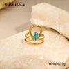 Wholesale Light Luxury Geometric Blue Zircon Stainless Steel 18K Gold Plated Ring And Bracelet For Women