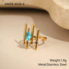 Wholesale Light Luxury Geometric Blue Zircon Stainless Steel 18K Gold Plated Ring And Bracelet For Women