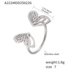 Wholesale Light Luxury Geometric Butterfly Opening Ring For Ladies Made Of Stainless Steel With Electroplating