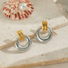 Wholesale Light Luxury Geometric Circle Contrasting Color Earrings In Titanium Steel With Electroplating