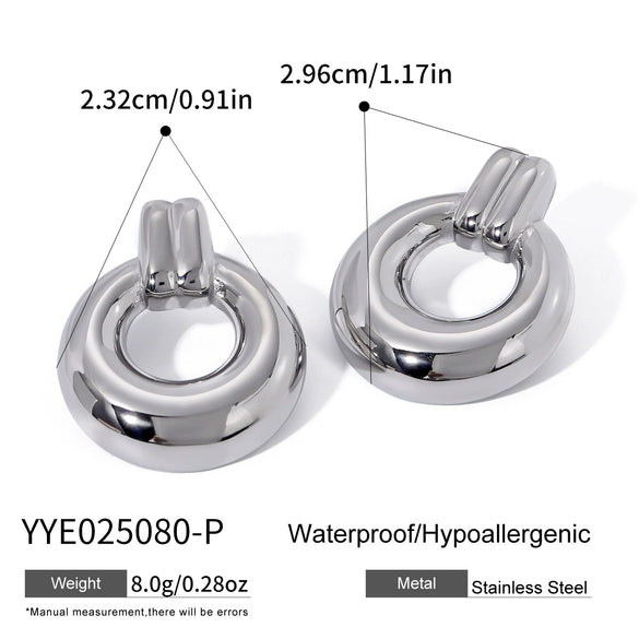 Wholesale Light Luxury Geometric Circle Contrasting Color Earrings In Titanium Steel With Electroplating
