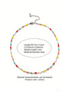 Wholesale Light Luxury Geometric Colorful Beaded Stainless Steel 18K Goldplated Necklace For Women