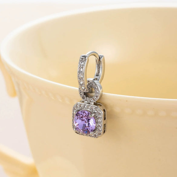Wholesale Light Luxury Geometric Copper Diamond Handmade Earrings