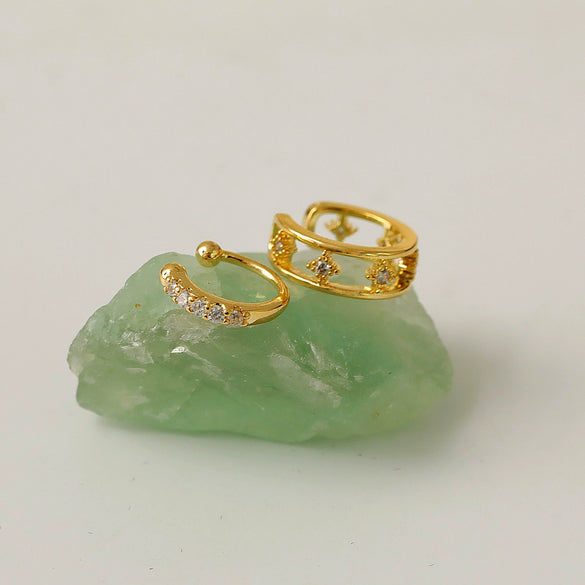 Wholesale Light Luxury Geometric Copper Earrings For Women With Electroplating Treatment And Clipon Style
