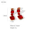 Wholesale Light Luxury Geometric Copper Electroplated Diamondstudded Women's Earrings