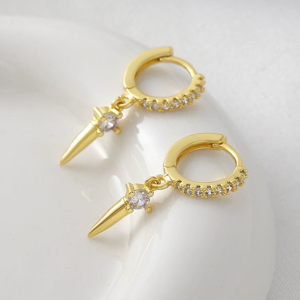 Wholesale Light Luxury Geometric Copper Electroplated 18K Gold Zircon Studded Hoop Earrings For Women