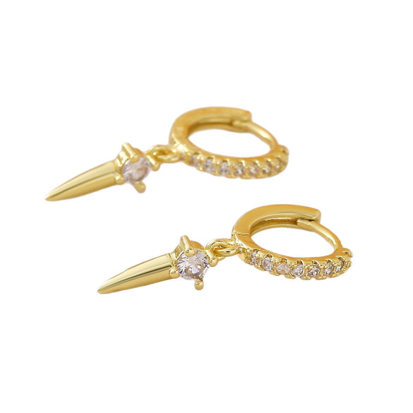 Wholesale Light Luxury Geometric Copper Electroplated 18K Gold Zircon Studded Hoop Earrings For Women