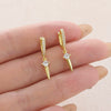 Wholesale Light Luxury Geometric Copper Electroplated 18K Gold Zircon Studded Hoop Earrings For Women