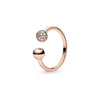 Wholesale Light Luxury Geometric Copper Electroplated Rose Gold Peach Blossom Open Style Women's Couple Ring