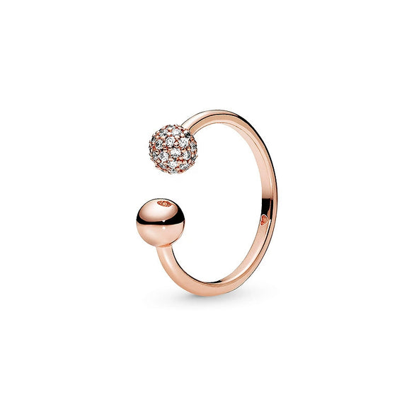 Wholesale Light Luxury Geometric Copper Electroplated Rose Gold Peach Blossom Open Style Women's Couple Ring