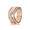 Wholesale Light Luxury Geometric Copper Electroplated Rose Gold Peach Blossom Open Style Women's Couple Ring