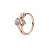 Wholesale Light Luxury Geometric Copper Electroplated Rose Gold Peach Blossom Open Style Women's Couple Ring