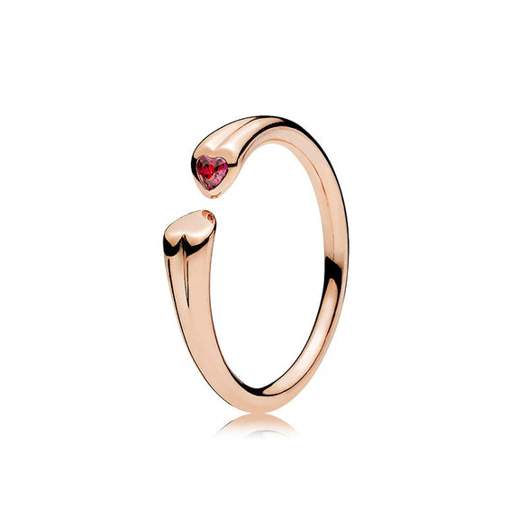 Wholesale Light Luxury Geometric Copper Electroplated Rose Gold Peach Blossom Open Style Women's Couple Ring