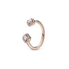 Wholesale Light Luxury Geometric Copper Electroplated Rose Gold Peach Blossom Open Style Women's Couple Ring