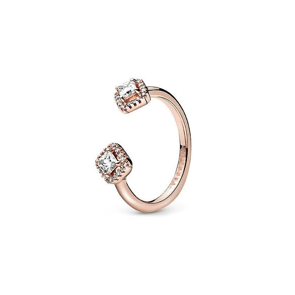 Wholesale Light Luxury Geometric Copper Electroplated Rose Gold Peach Blossom Open Style Women's Couple Ring