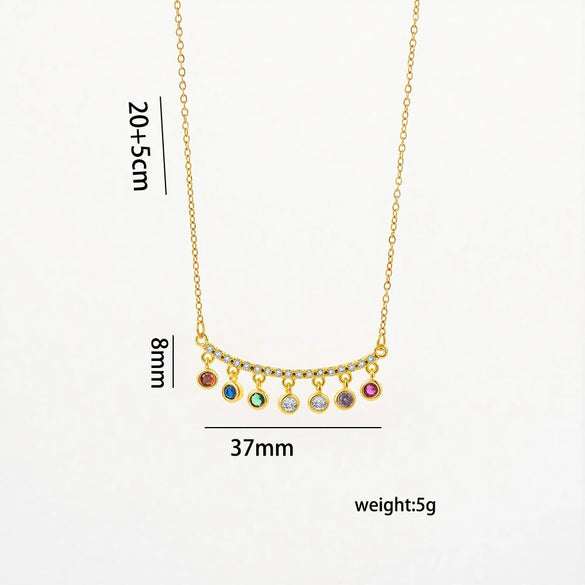 Wholesale Light Luxury Geometric Copper Inlaid Zircon Real Gold Plated Cross Chain Tassel Necklace For Women